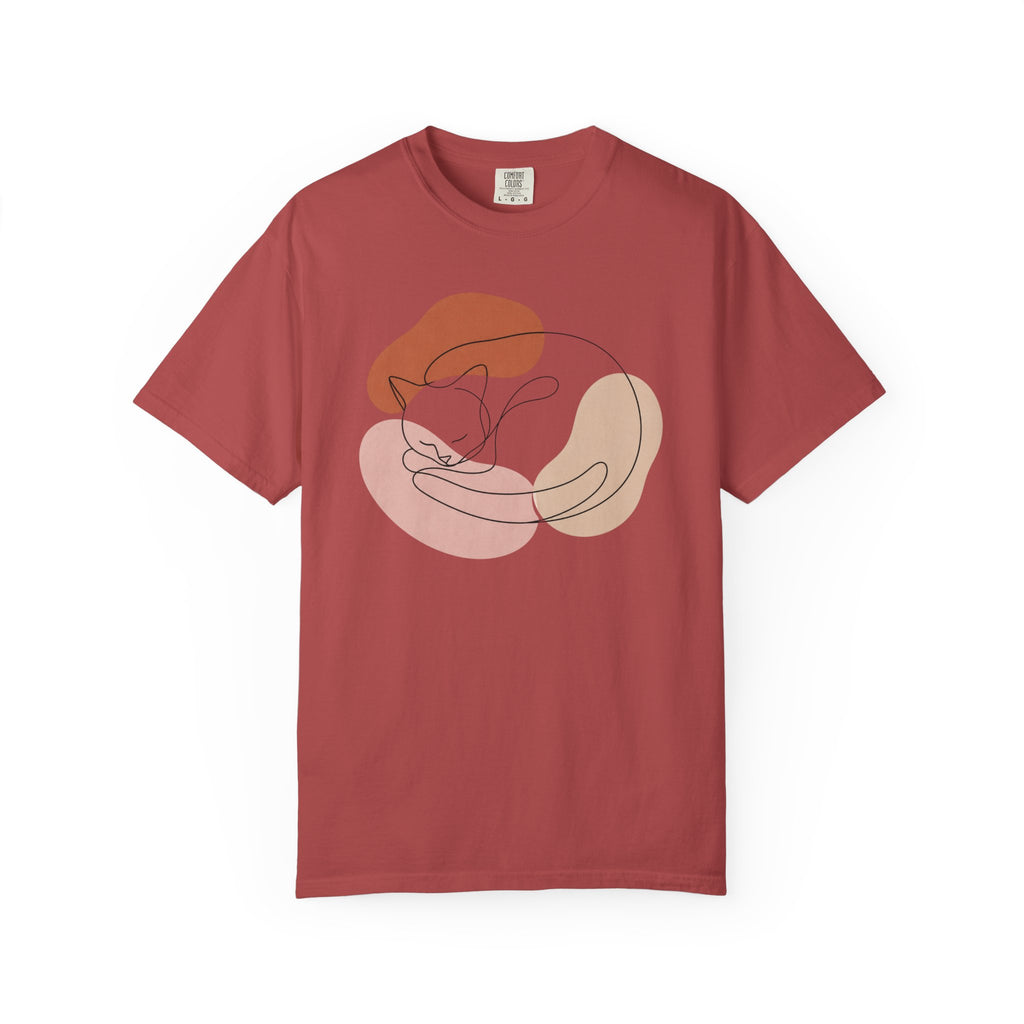 Cozy Curled Cat Silhouette T-Shirt