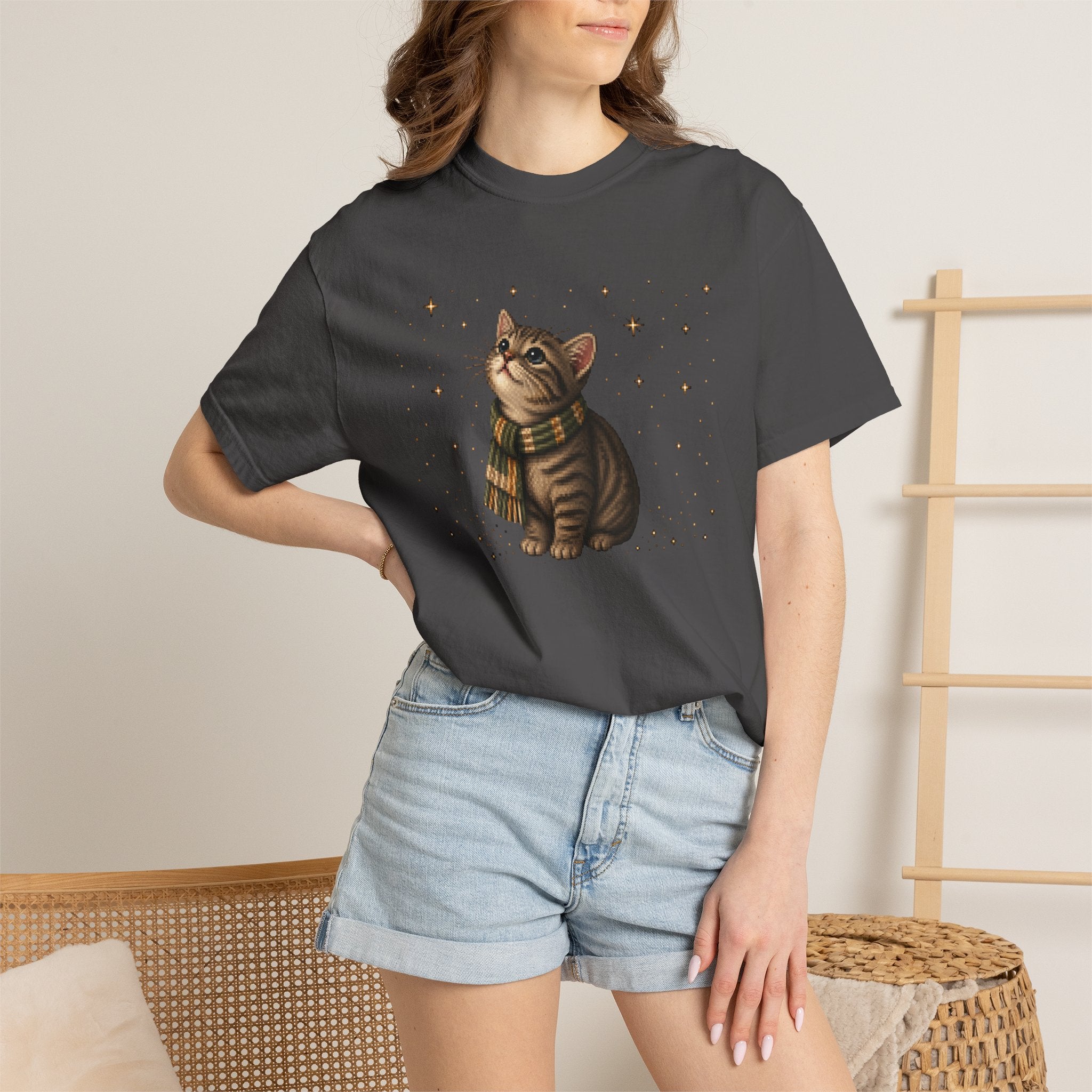 Pixel Star Gazer Cat T-Shirt