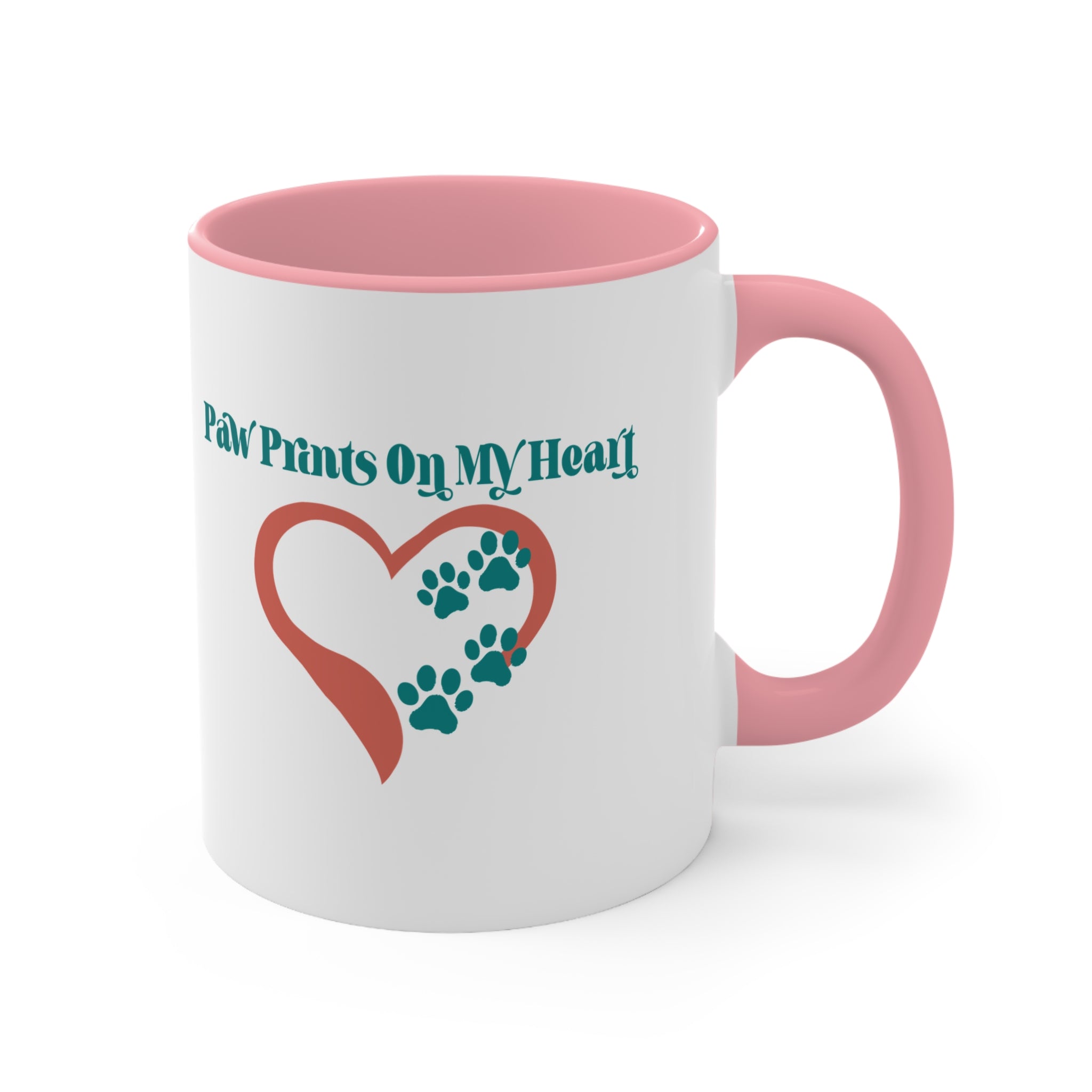 Paw Prints On My Heart Accent Mug — Cute Pet Lover Coffee Cup