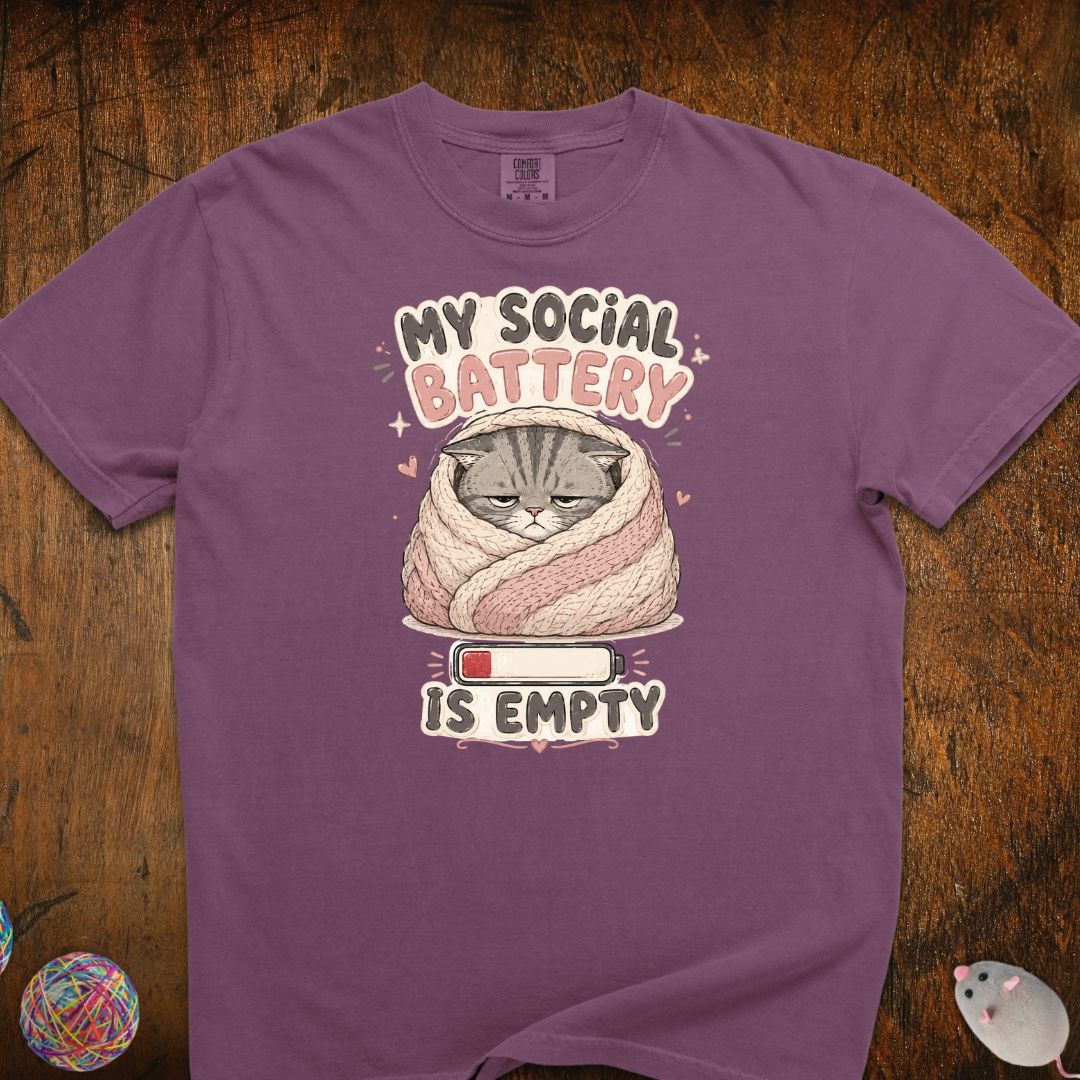 My Social Battery Is Empty Cat T-Shirt