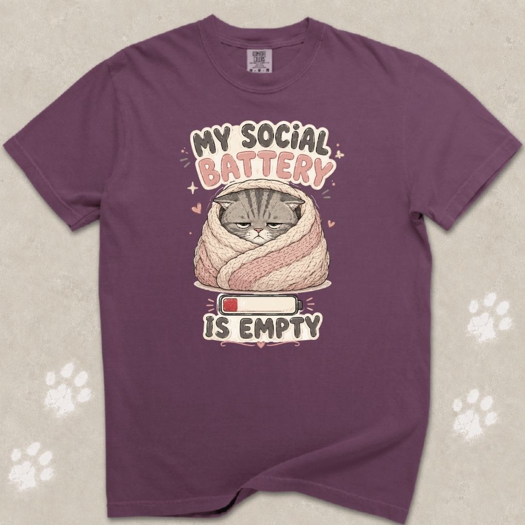 My Social Battery Is Empty Cat T-Shirt