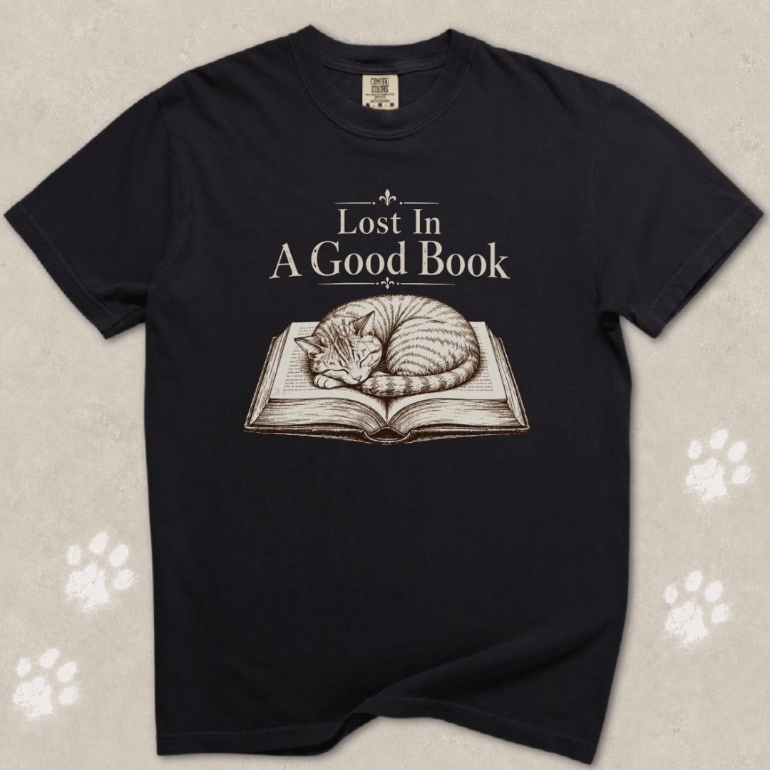 Lost In A Good Book Cat T-Shirt
