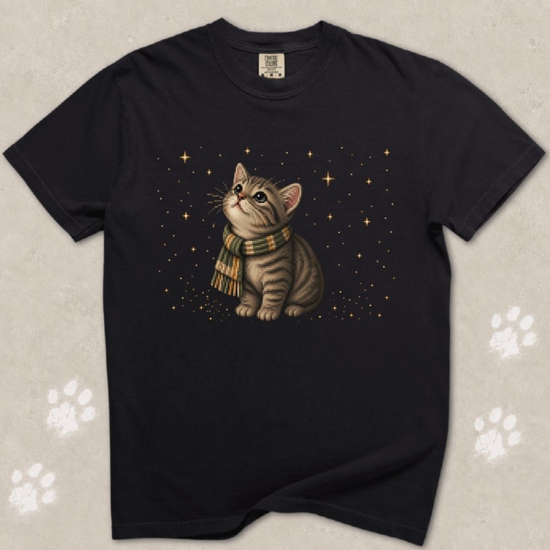 Pixel Star Gazer Cat T-Shirt