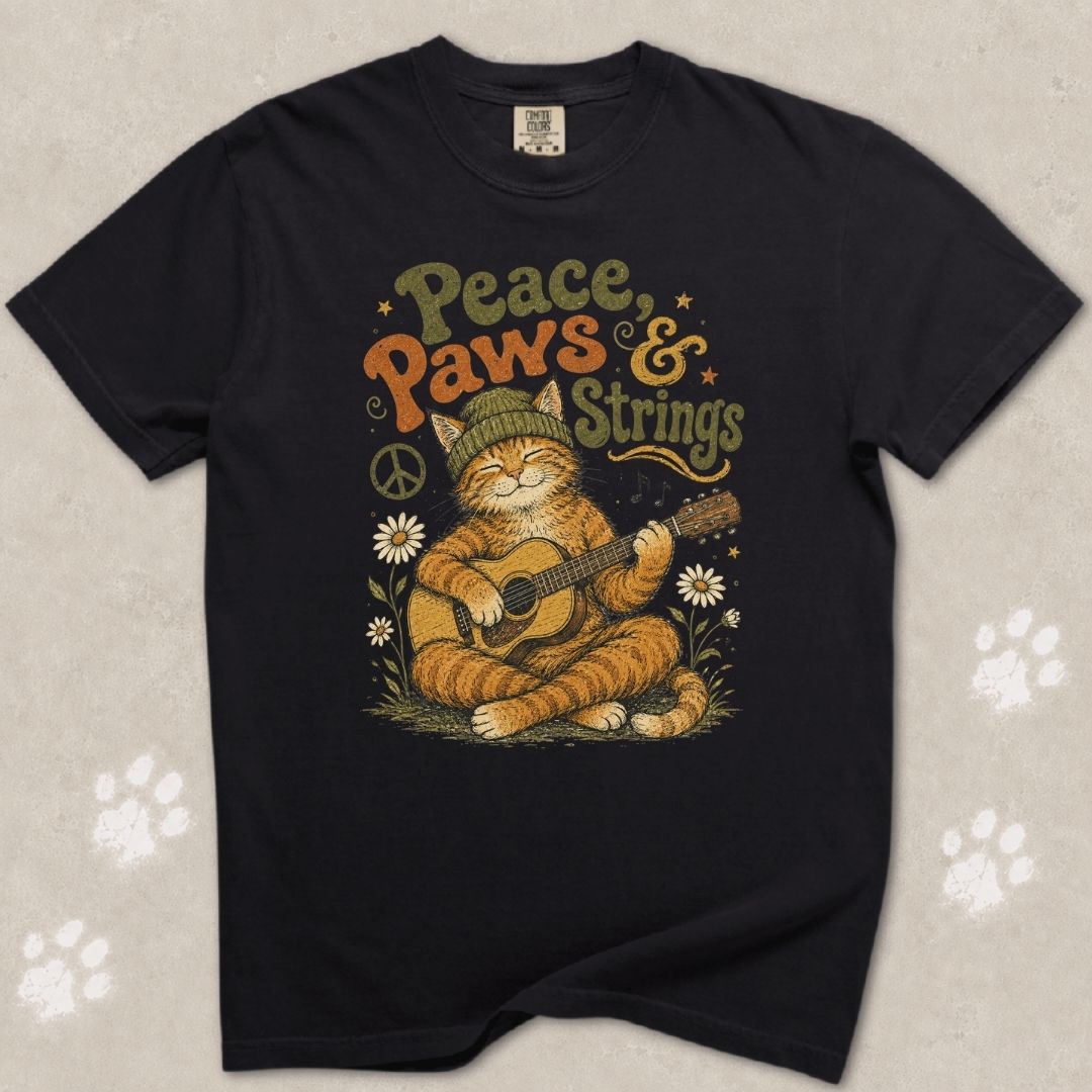 Peace Paws & Strings Cat T-Shirt