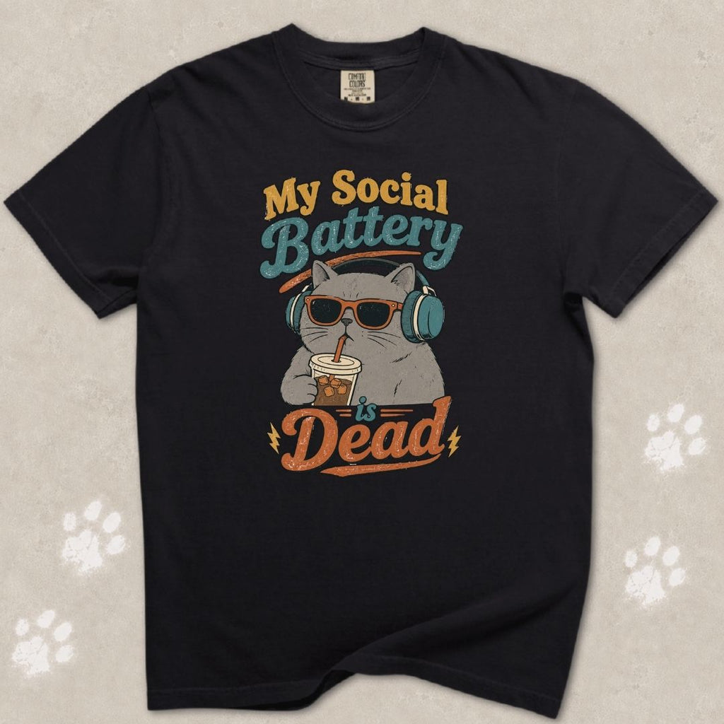 My Social Battery Is Dead Cat T-Shirt
