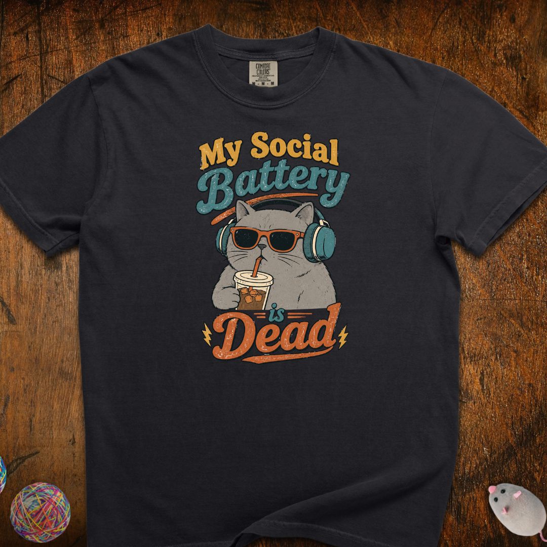 My Social Battery Is Dead Cat T-Shirt