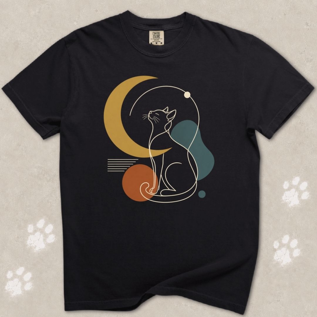 Stargazing Cat Silhouette T-Shirt