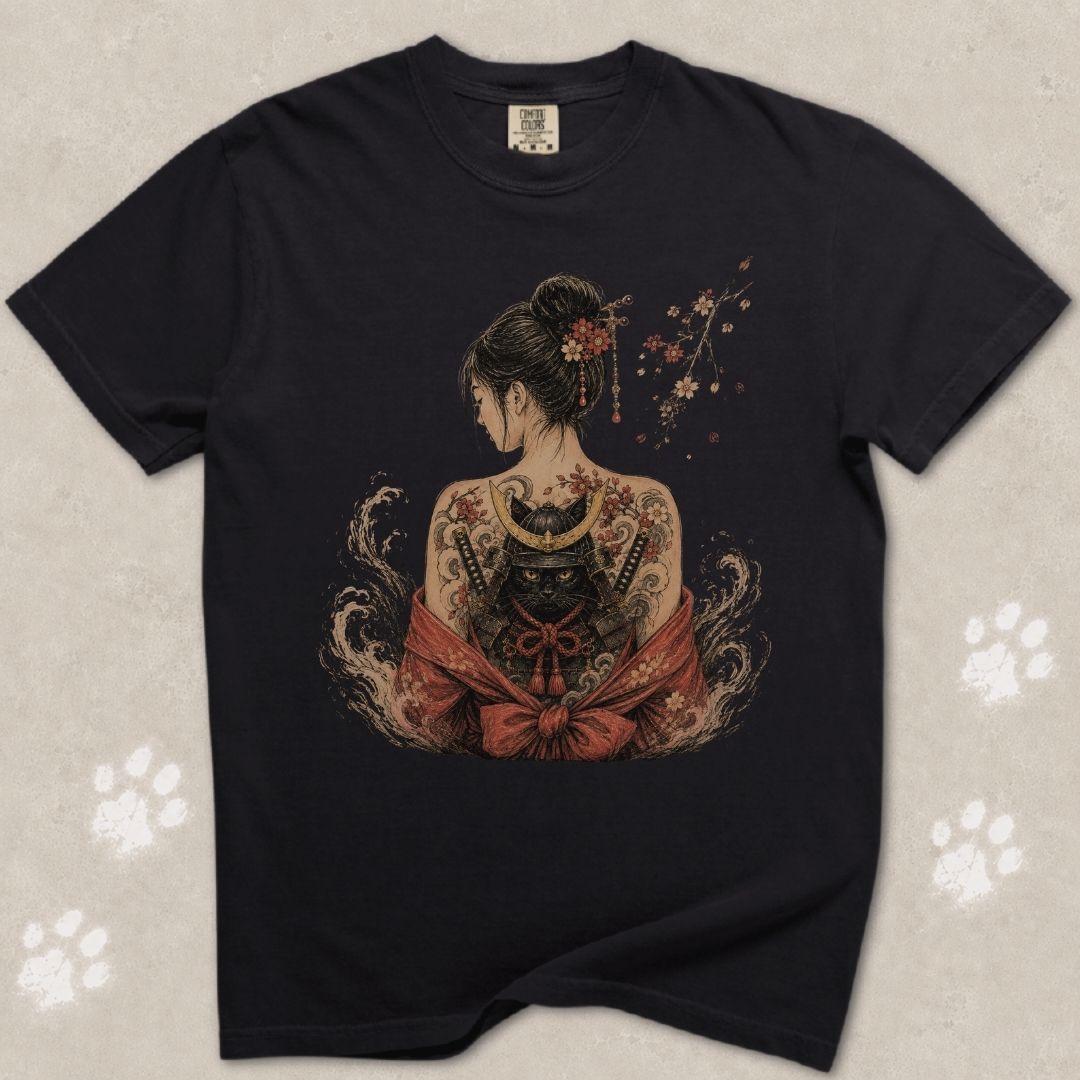 Geisha Cat Tattoo T-Shirt