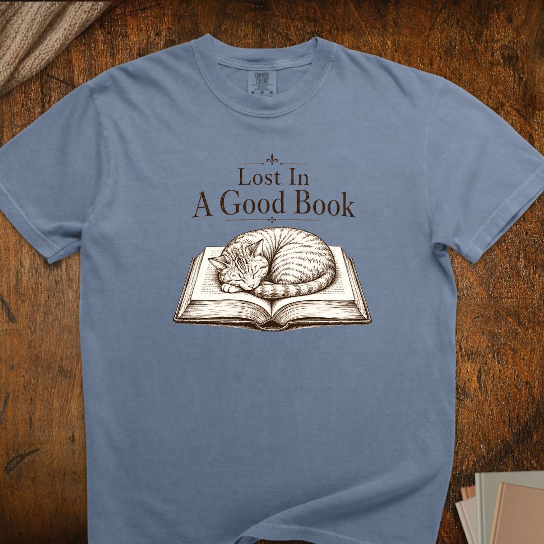 Lost In A Good Book Cat T-Shirt