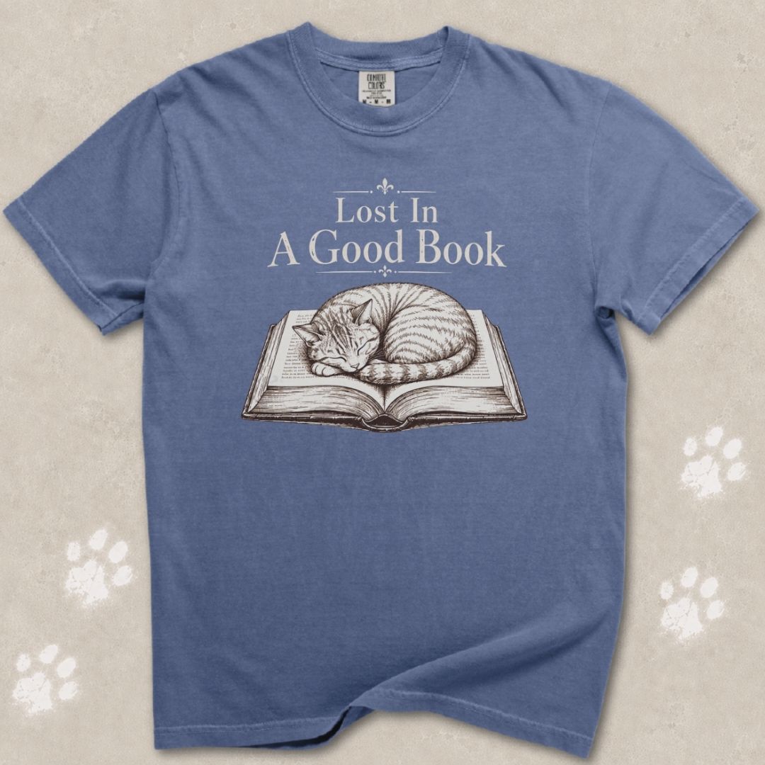 Lost In A Good Book Cat T-Shirt