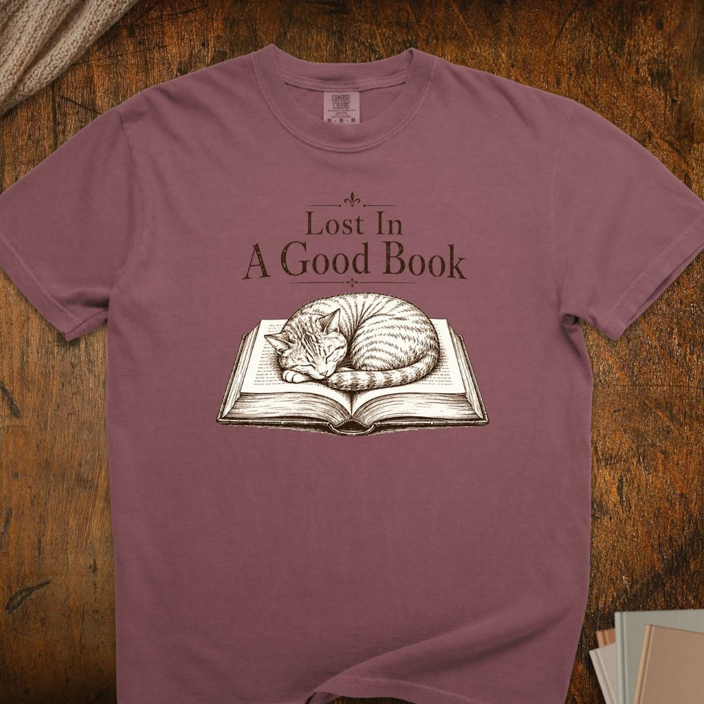 Lost In A Good Book Cat T-Shirt