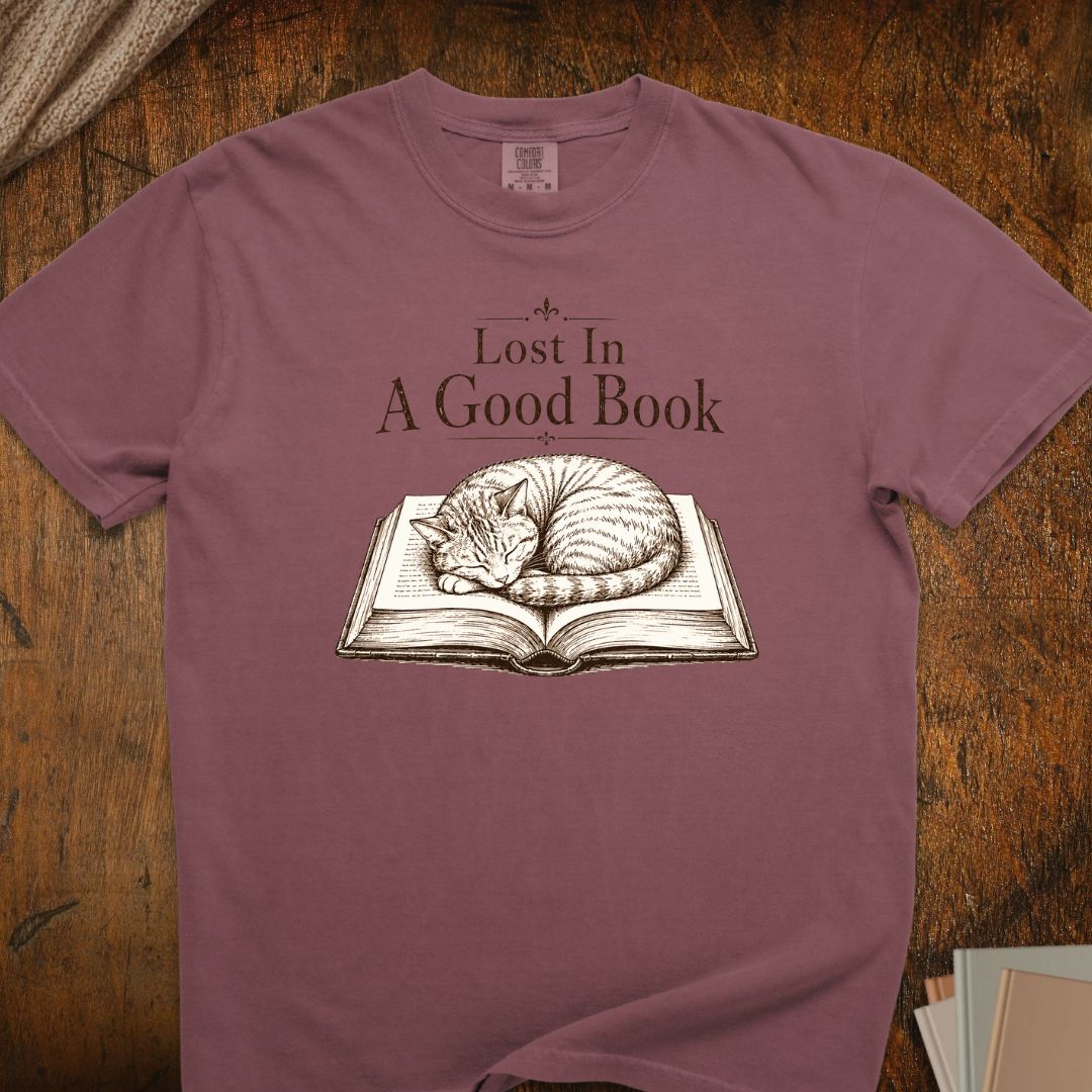 Lost In A Good Book Cat T-Shirt