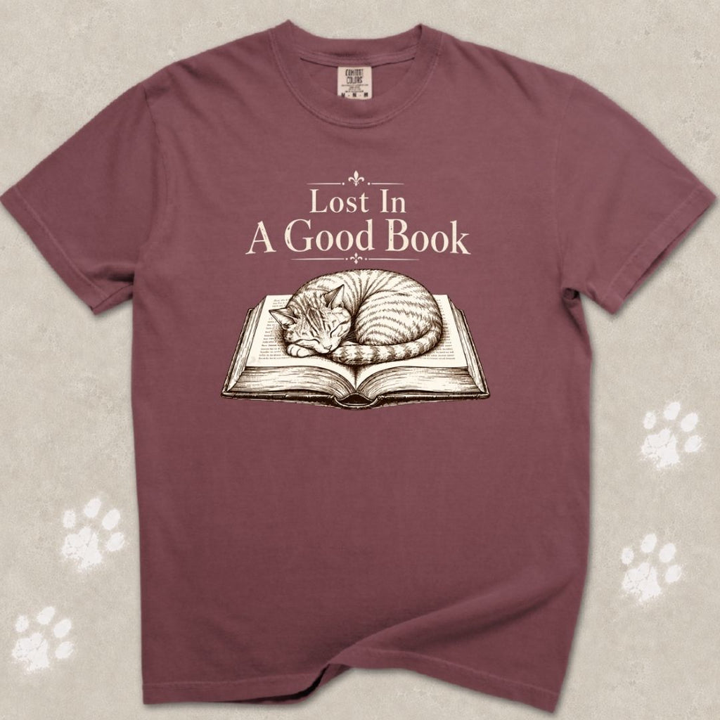 Lost In A Good Book Cat T-Shirt
