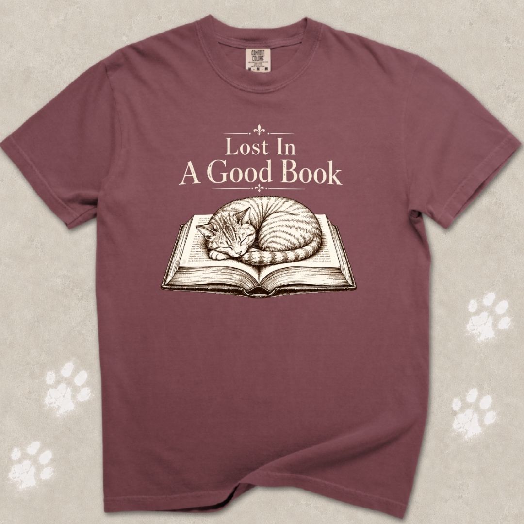 Lost In A Good Book Cat T-Shirt
