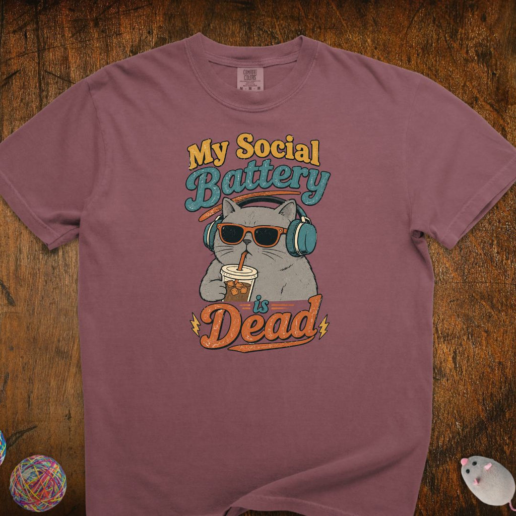 My Social Battery Is Dead Cat T-Shirt