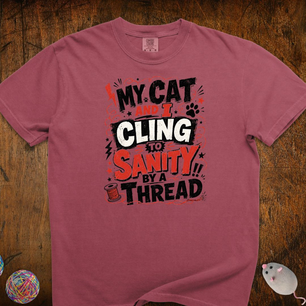 Cling To Sanity by A Thread Cat T-Shirt