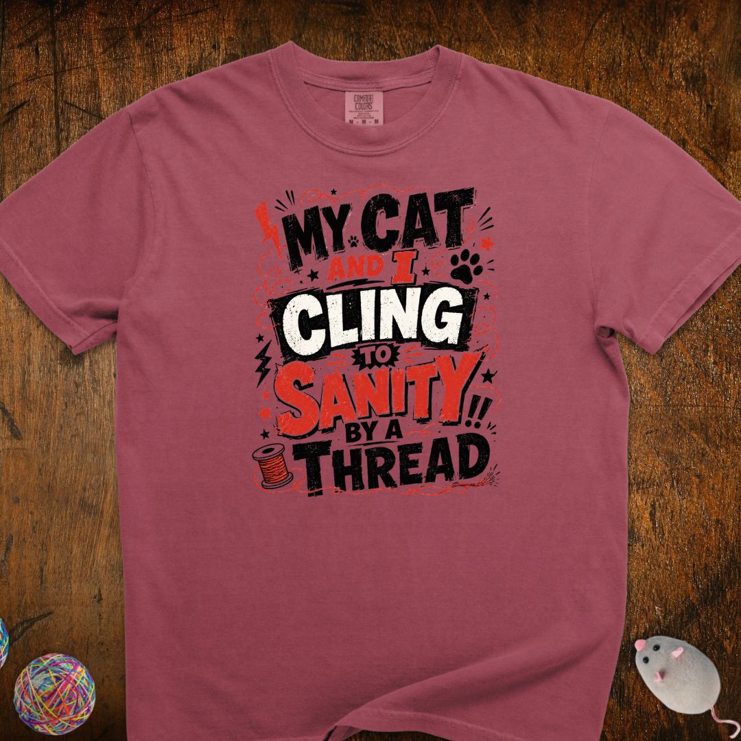 Cling To Sanity by A Thread Cat T-Shirt