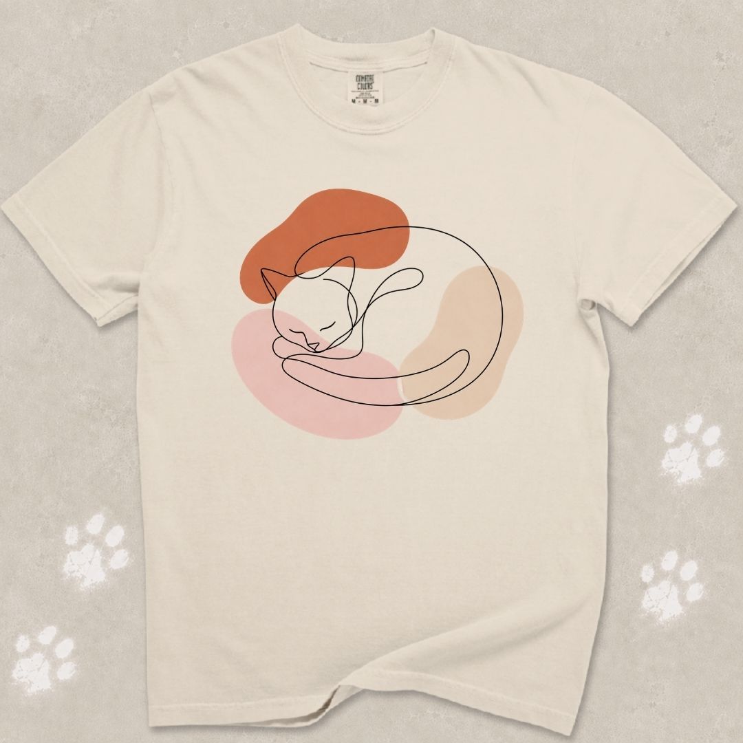 Cozy Curled Cat Silhouette T-Shirt