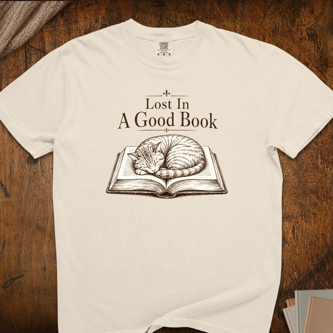 Lost In A Good Book Cat T-Shirt