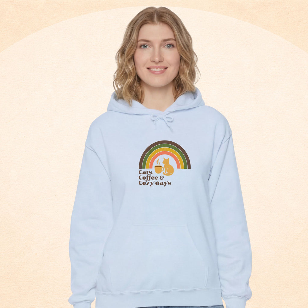 Cats, Coffee, And Cozy Days Hoodie | Cozy Cat Lover Sweatshirt