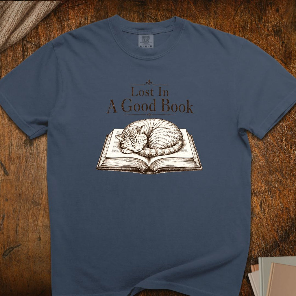 Lost In A Good Book Cat T-Shirt