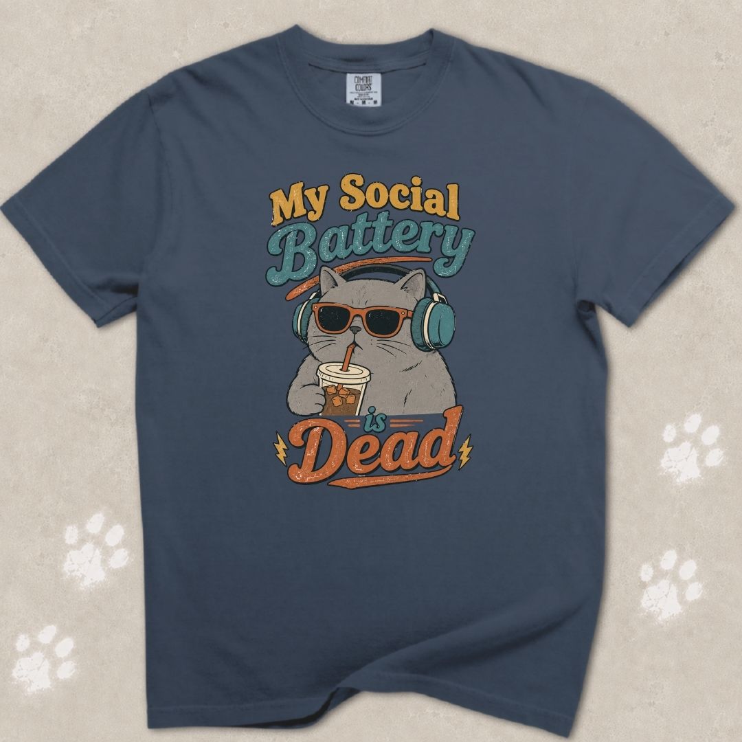 My Social Battery Is Dead Cat T-Shirt