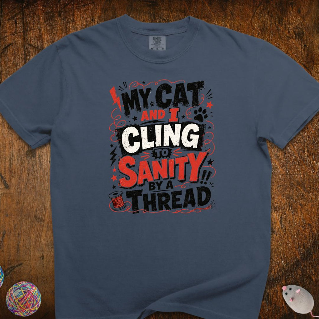 Cling To Sanity by A Thread Cat T-Shirt