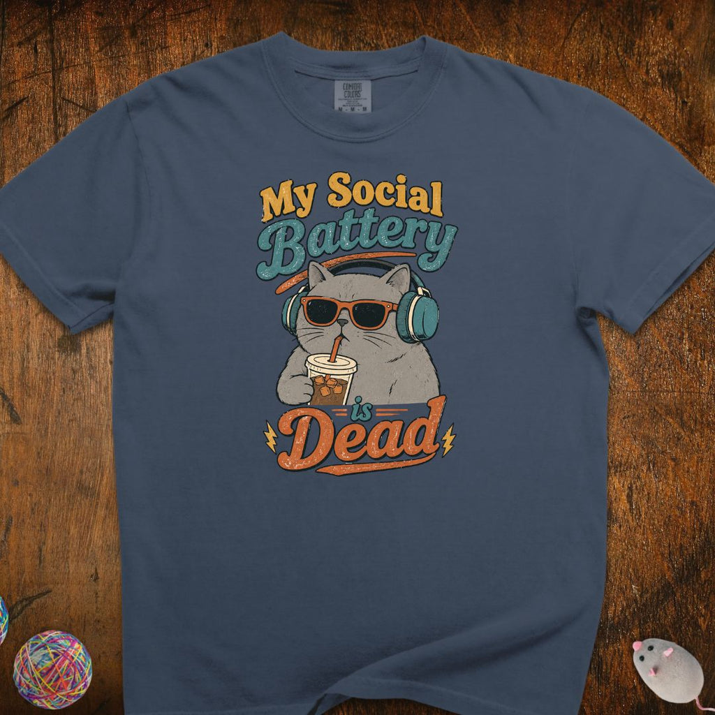 My Social Battery Is Dead Cat T-Shirt