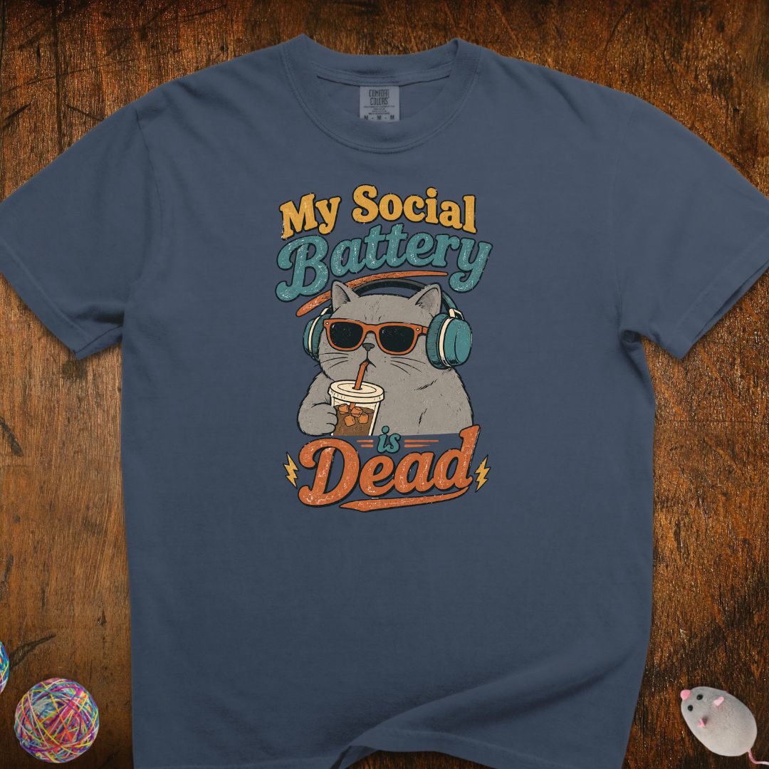 My Social Battery Is Dead Cat T-Shirt