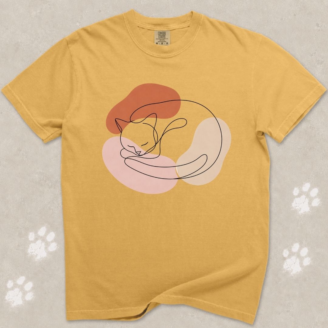 Cozy Curled Cat Silhouette T-Shirt