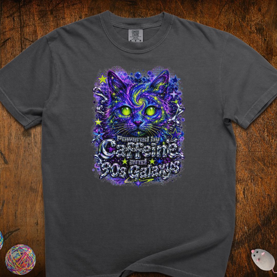 Powered By Caffeine and 90s Cat T-Shirt