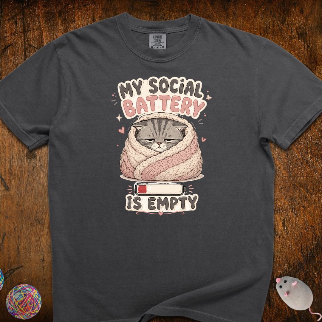 My Social Battery Is Empty Cat T-Shirt