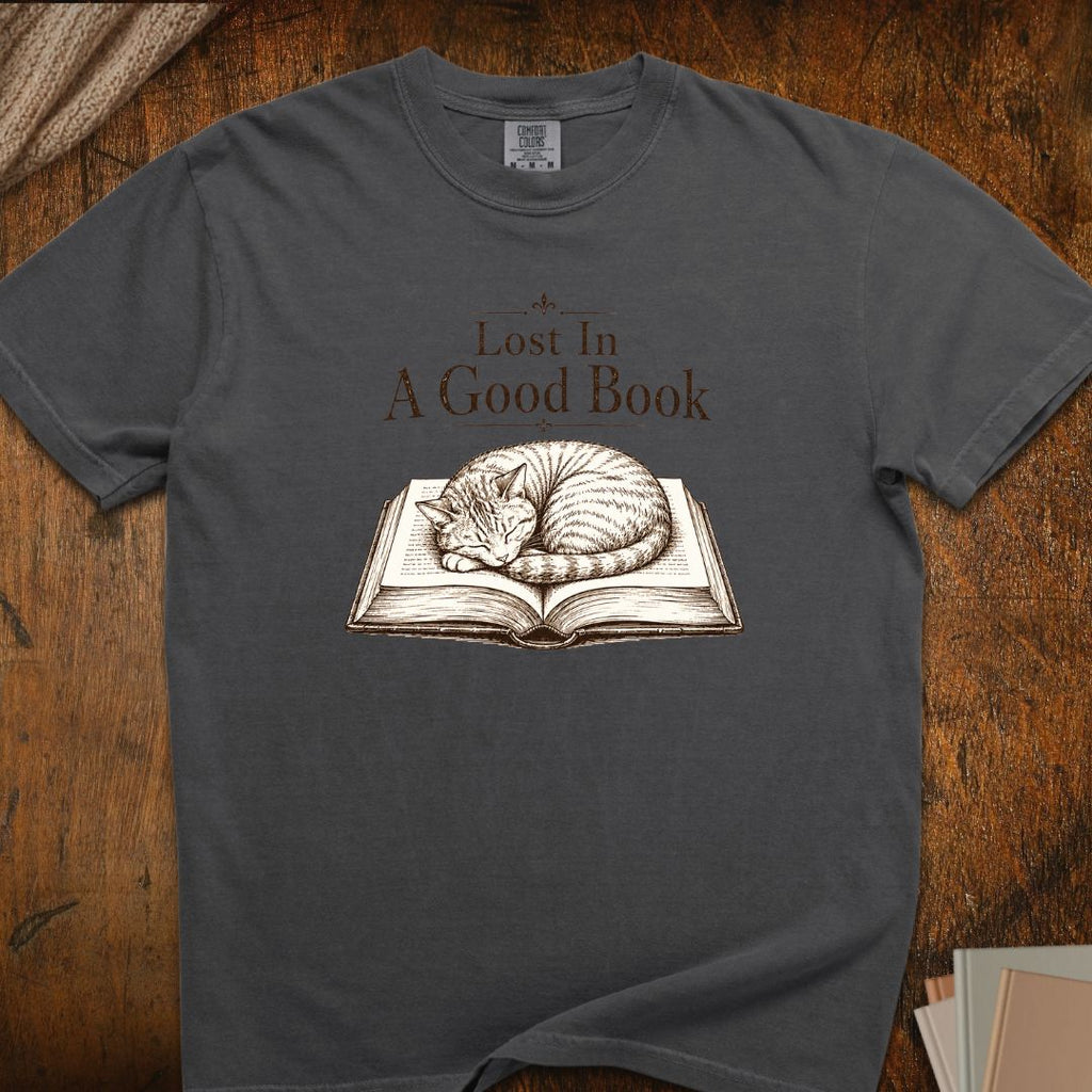 Lost In A Good Book Cat T-Shirt
