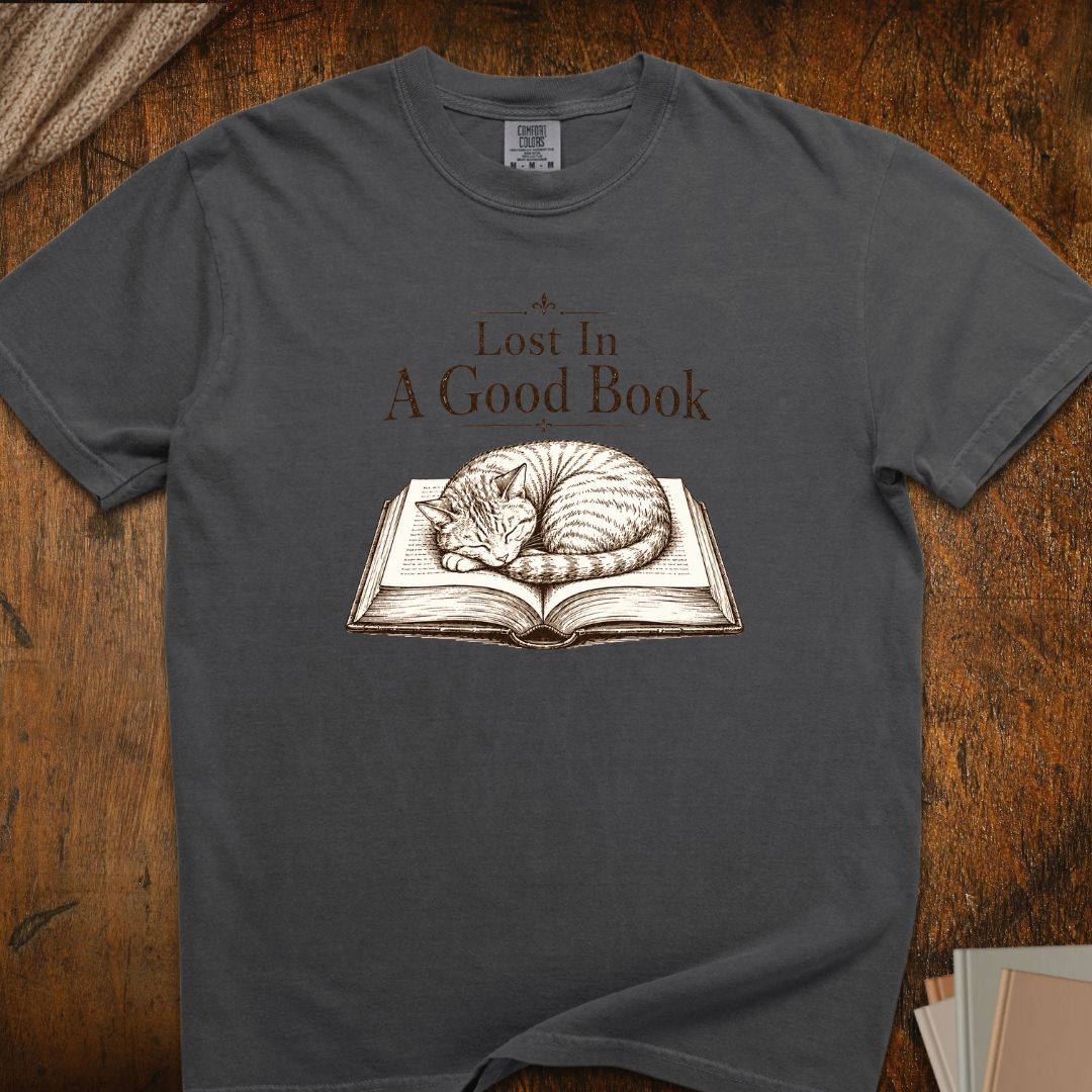 Lost In A Good Book Cat T-Shirt