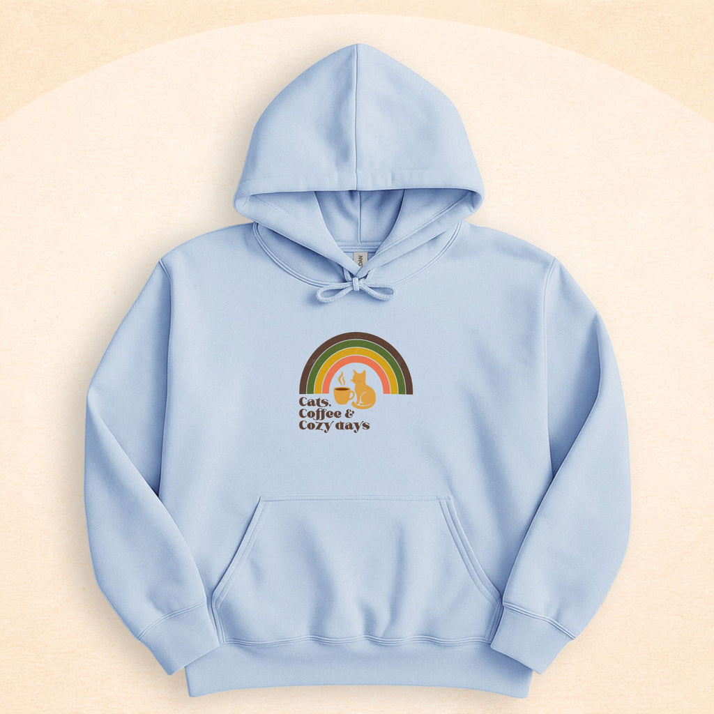 Cats, Coffee, And Cozy Days Hoodie | Cozy Cat Lover Sweatshirt