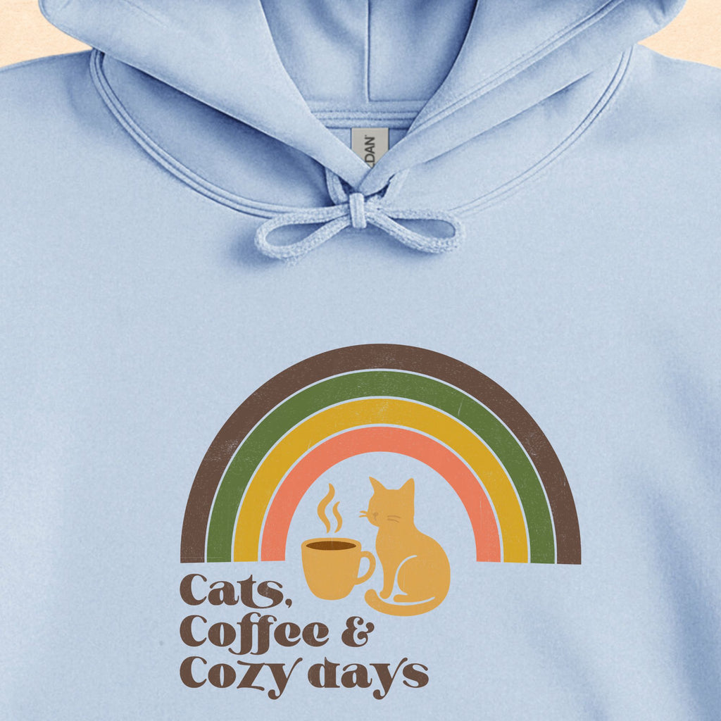 Cats, Coffee, And Cozy Days Hoodie | Cozy Cat Lover Sweatshirt