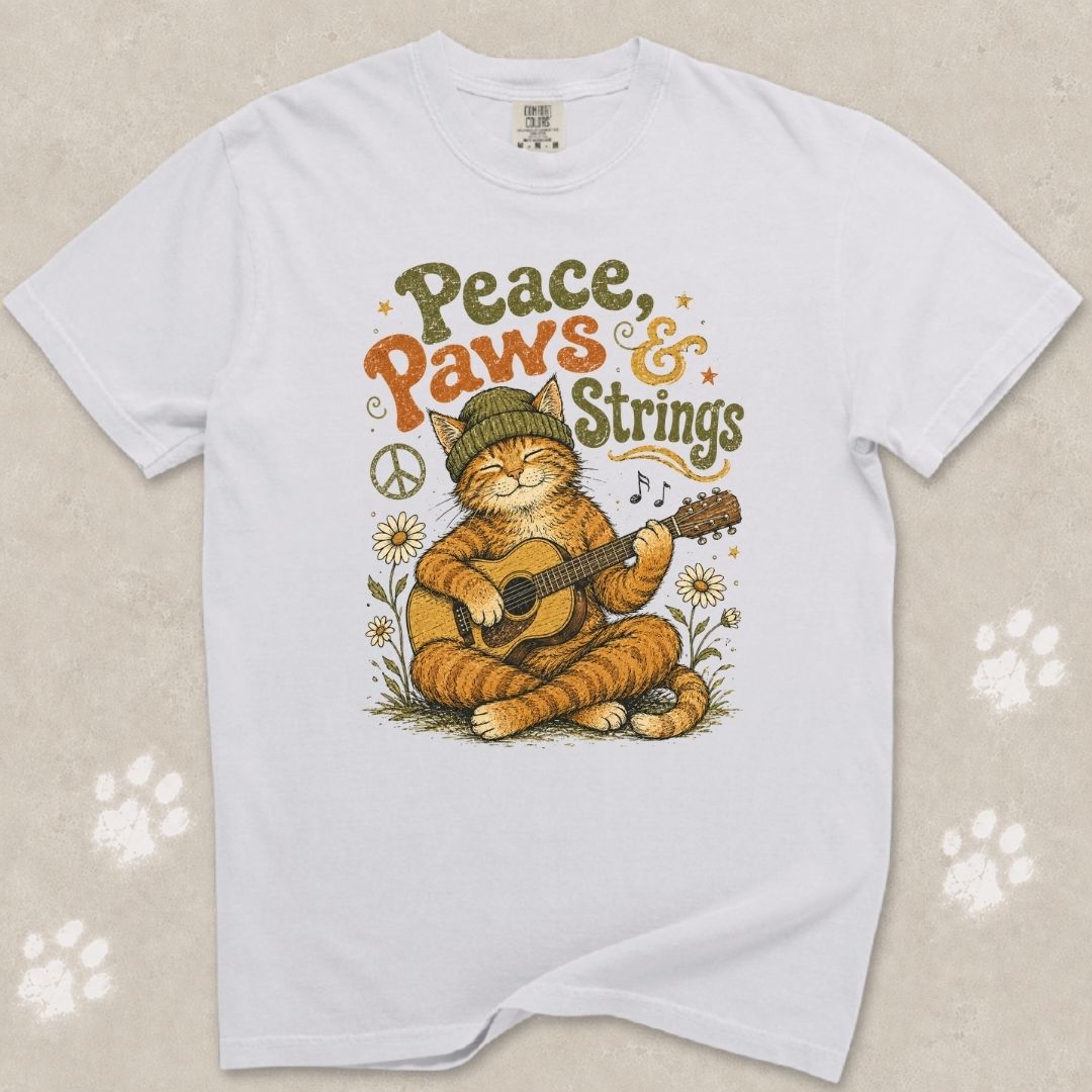 Peace Paws & Strings Cat T-Shirt