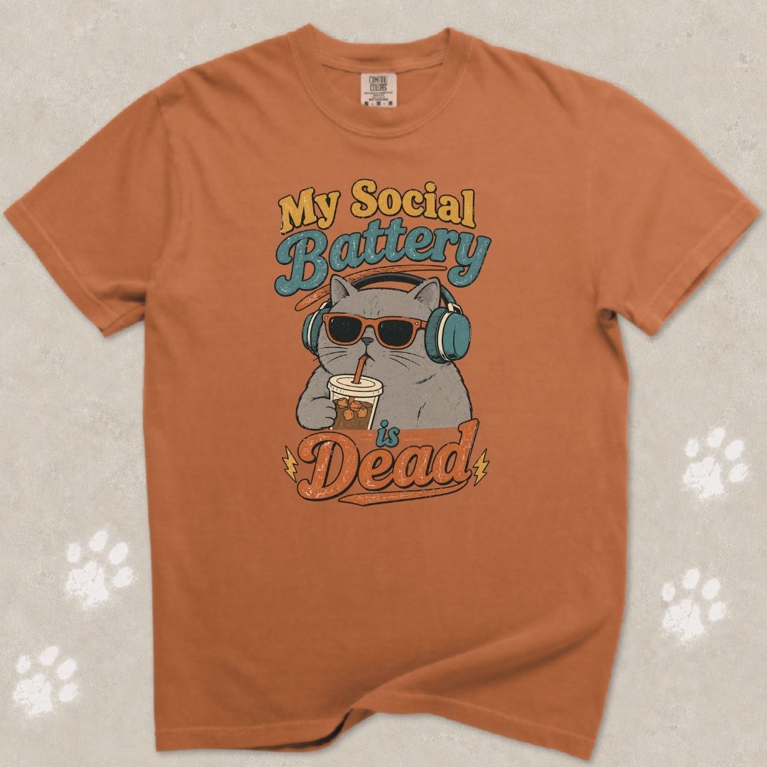 My Social Battery Is Dead Cat T-Shirt