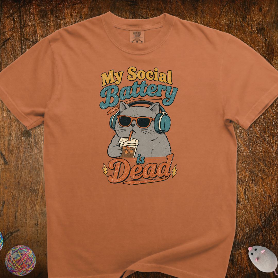 My Social Battery Is Dead Cat T-Shirt